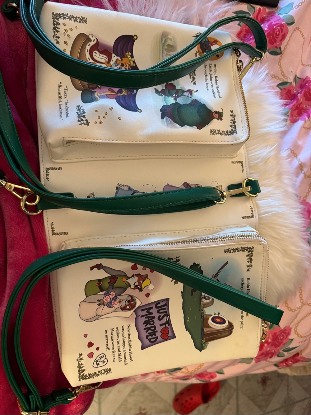 Loungefly Green Robin Hood Storybook Crossbody with Gold Accents - Picture 3 of 4